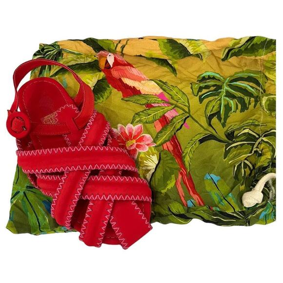 Farm Rio Zigzag Stitch Sandal In Red Size 8 - Picture 6 of 10